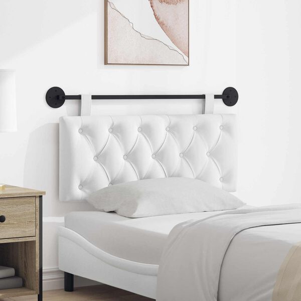 vidaXL Testata appesa Bianco 110 x 55 x 7 cm Tessuto