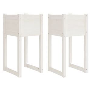 vidaXL Fioriere 2 pz Bianche 40x40x81 cm in Legno Massello di Pino