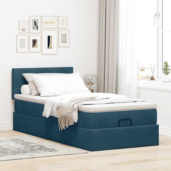 vidaXL Struttura Letto Pouf con Materasso 100x200 cm Velluto