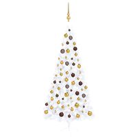 vidaXL Set Albero Natale Artificiale a Met&agrave; LED Palline Bianco 240cm