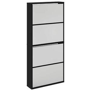 vidaXL Scarpiera con Specchio a 4 Livelli Nera 63x17x134 cm