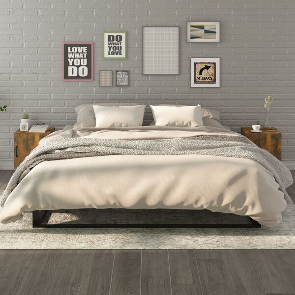 vidaXL Comodini 2 pz Rovere Fumo in Legno Multistrato