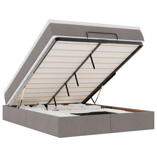 vidaXL Struttura Letto Pouf con Materasso Tortora 140x190 cm Tessuto