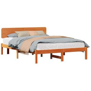vidaXL Struttura del letto Marrone cerato 200 x 200 cm Pino massello