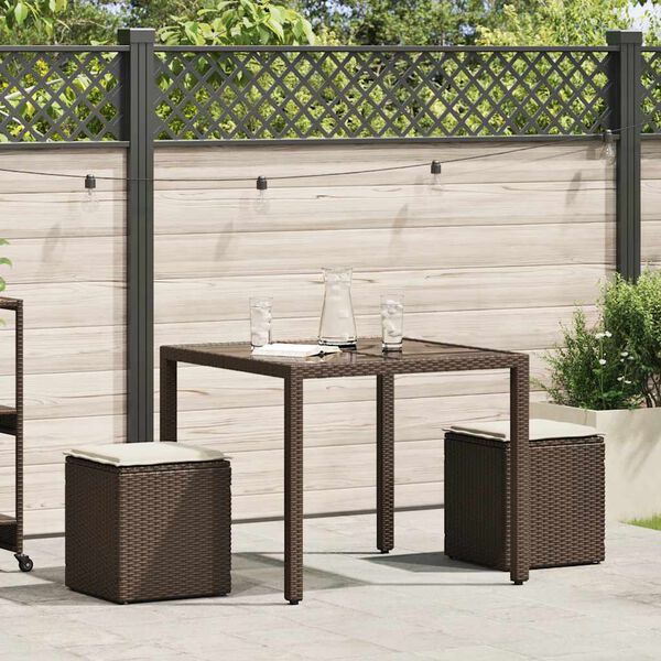 vidaXL Sgabelli Giardino con Cuscini 2pz Marrone 40x40x43cm Polyrattan