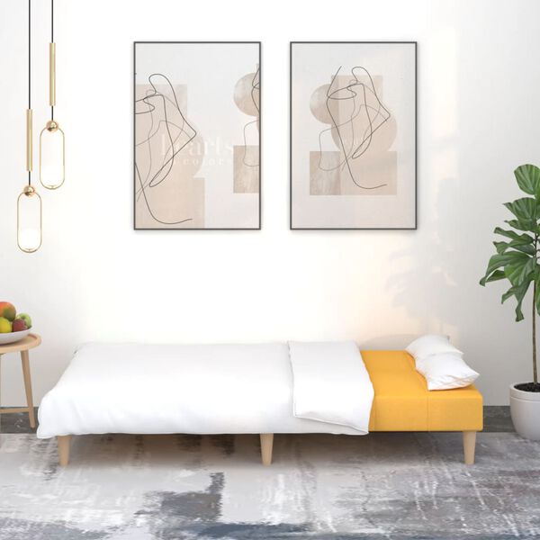 vidaXL Divano Letto a 2 Posti Giallo in Tessuto