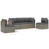 vidaXL Set Divani da Giardino 5 pz con Cuscini in Polyrattan Grigio