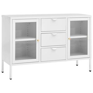 vidaXL Credenza Bianca 105x35x70 cm in Acciaio e Vetro Temperato