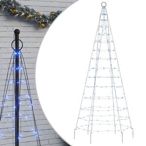 vidaXL Albero di Natale a LED su Pennone 200 LED Blu 180 cm