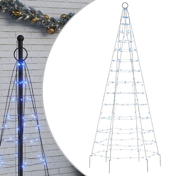 vidaXL Albero di Natale a LED su Pennone 200 LED Blu 180 cm
