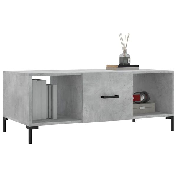 vidaXL Tavolino Salotto Grigio Cemento 102x50x40 cm Legno Multistrato