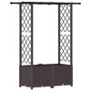 vidaXL Letto Rialzato con Griglia e Tetto Marrone 124,5 x 40 x 136 cm