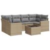 vidaXL Set Divani da Giardino 7 pz con Cuscini Beige in Polyrattan