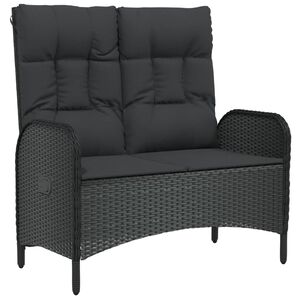 vidaXL Panca Reclinabile da Giardino con Cuscini 107cm Polyrattan Nera