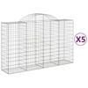 vidaXL Cesti Gabbioni ad Arco 5 pz 200x50x120/140 cm Ferro Zincato