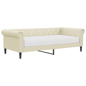 vidaXL Divano Letto con Materasso Crema 90x200 cm in Similpelle