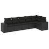vidaXL Set Divano da Giardino 6 pz con Cuscini Nero in Polyrattan