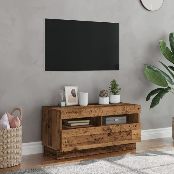 vidaXL Mobile Porta TV con LED Legno Antico 80x35x40 cm Multistrato