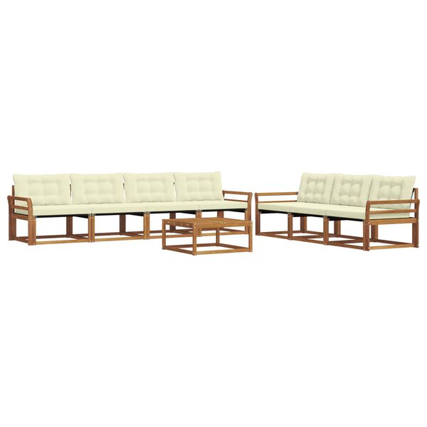 vidaXL Set di divani da esterno con cuscino 8 pcs Naturale e Crema