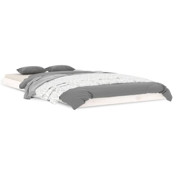 vidaXL Giroletto senza Materasso Bianco 100x200 cm Legno Massello Pino
