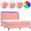 vidaXL Letto a Molle con Materasso e LED Rosa 160x200 cm in Velluto
