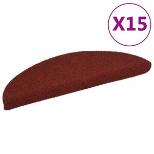 vidaXL Tappetini per scale autoadesivi 15 pz 56x17x3 cm Bordeaux Rosso Semicircolari