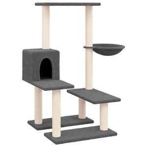 vidaXL Albero per Gatti con Tiragraffi in Sisal Grigio Scuro 94,5 cm