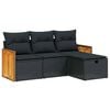 vidaXL Set Divani da Giardino 4 pz con Cuscini Nero in Polyrattan