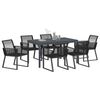 vidaXL Set da Pranzo per Giardino 7 pcs Nero polyrattan