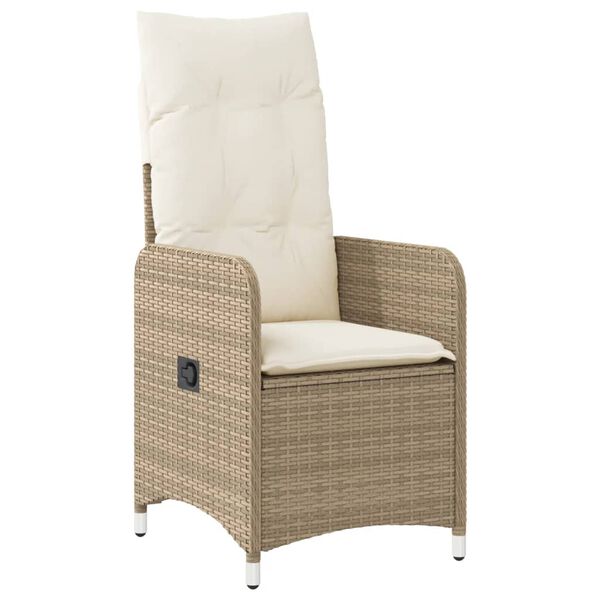 vidaXL Sedie da Giardino Reclinabili 2pz con Tavolino Polyrattan Beige