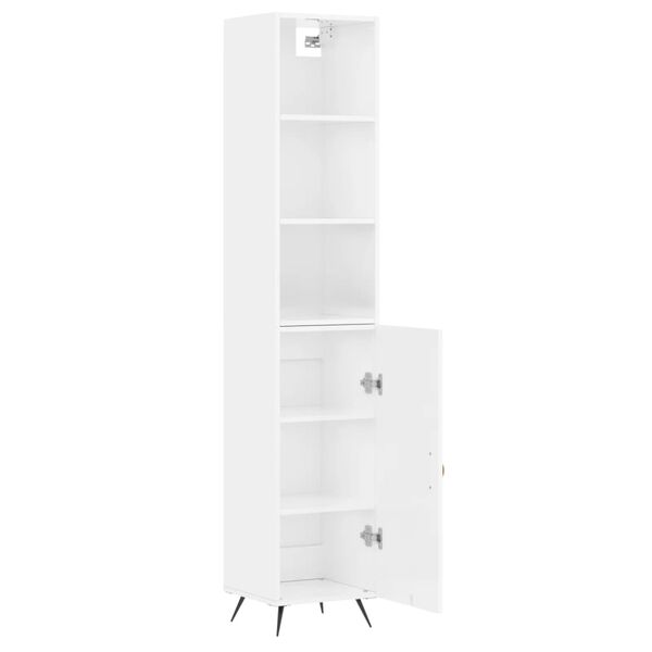 vidaXL Credenza 34,5x34x180 cm in Legno Multistrato Bianco Lucido