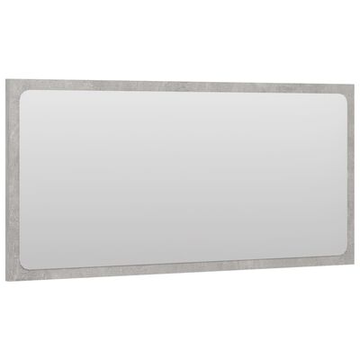 vidaXL Specchio da Bagno Grigio Cemento 80x1,5x37 cm Legno Multistrato