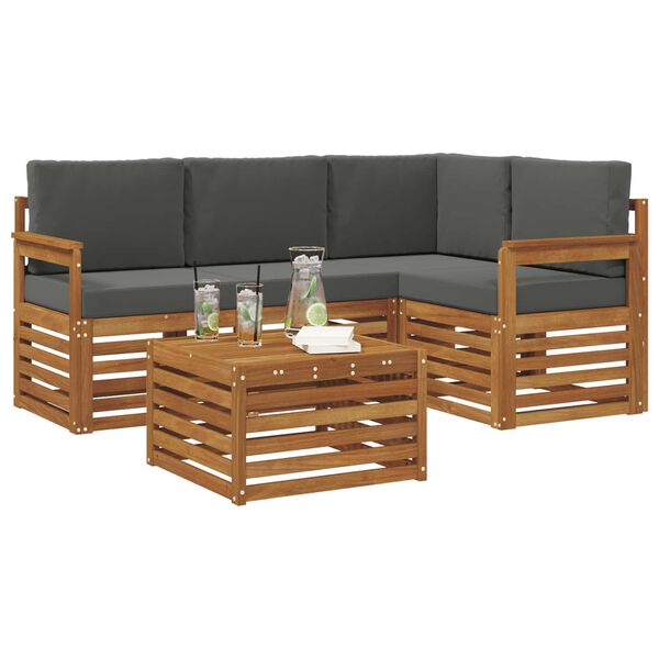 vidaXL Set di Mobili 5 pcs Naturale e Antracite Legno multistrato