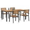 vidaXL Set da Pranzo per Giardino 5 pcs Nero Legno di Acacia Massello