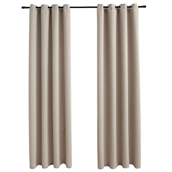 vidaXL Tende Oscuranti con Anelli in Metallo 2 pz Beige 140x175 cm