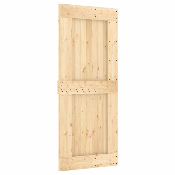 vidaXL Porta Scorrevole con Set Hardware 85x210 cm Legno Massello Pino