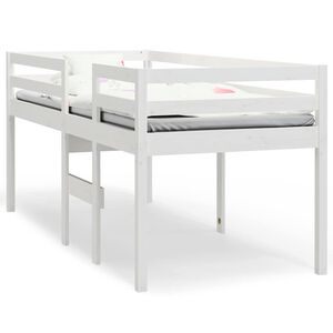 vidaXL Letto a Soppalco Bianco 90x200 cm in Legno Massello di Pino