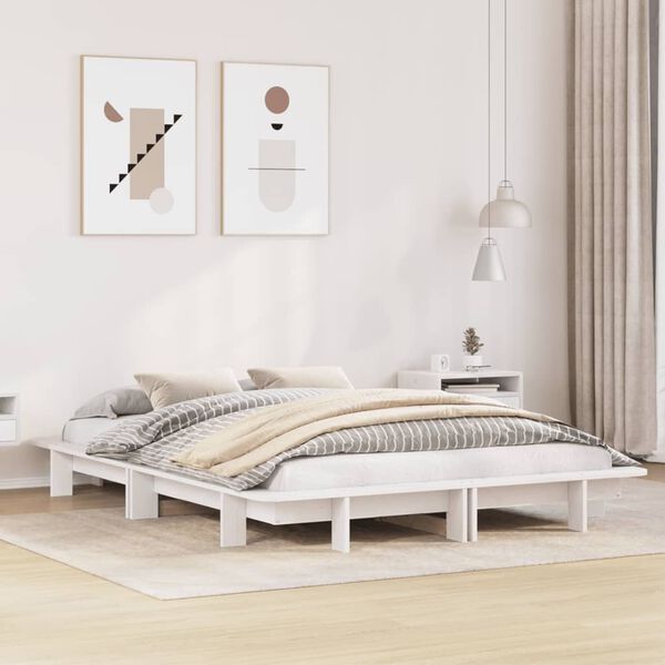 vidaXL Letto senza Materasso Bianco 140x190 cm Legno Massello di Pino