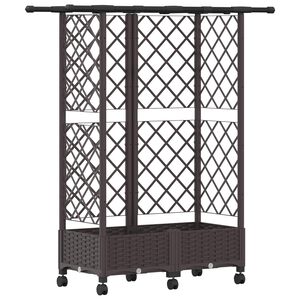 vidaXL Letto Rialzato con Griglia e Tetto Marrone 124 x 40 x 127 cm PP