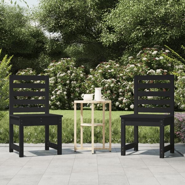 vidaXL Sedie da Giardino 2pz Nere 50x48x91,5 cm Legno Massello di Pino