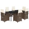 vidaXL Set da Pranzo da Giardino 7pz con Cuscini in Polyrattan Marrone