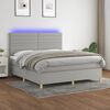 vidaXL Letto a Molle Materasso e LED Grigio Chiaro 160x200 cm Tessuto