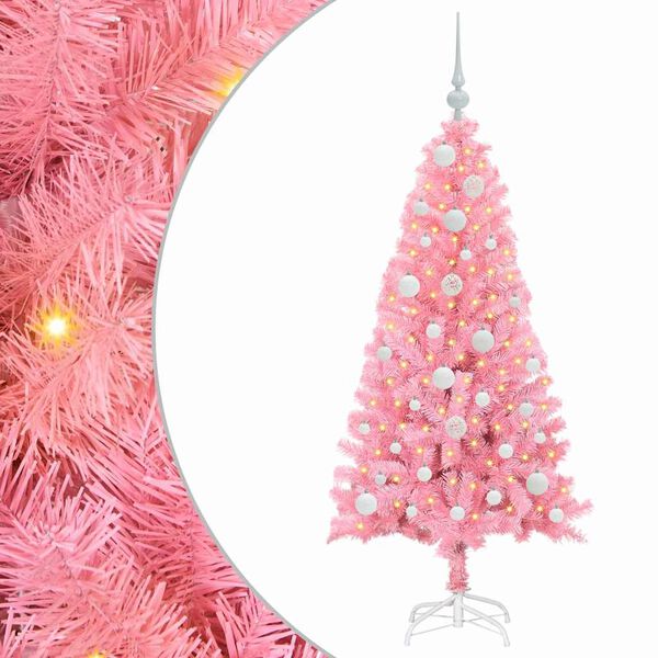 vidaXL Albero di Natale con 150 LED con supporto Rosa 120 cm PVC