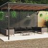 vidaXL Divani da Giardino 11 pz con Cuscini in Polyrattan Grigio Scuro