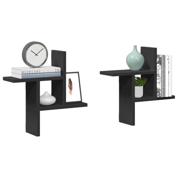 vidaXL Mensole da Parete 2pz Nere 38x12x38 cm in Truciolato