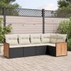 vidaXL Set Divani da Giardino 5 pz con Cuscini in Polyrattan Nero