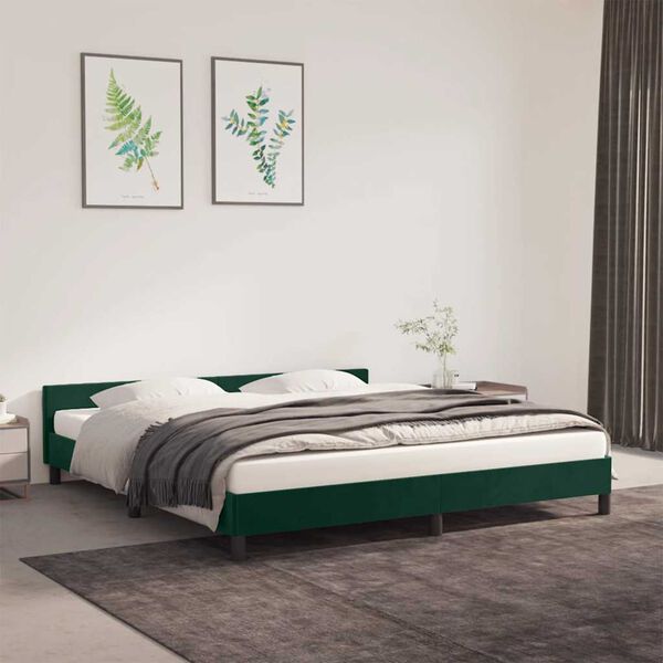 vidaXL Giroletto senza Materasso Verde Scuro 160x200 cm in Velluto
