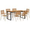 vidaXL Set da Pranzo per Giardino 7 pcs Beige e Marrone polyrattan
