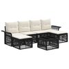 vidaXL Set Divano da Giardino 7 pcs Nero polyrattan
