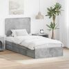 vidaXL Letto con Contenitore con testiera Grigio cemento 90 x 200 cm